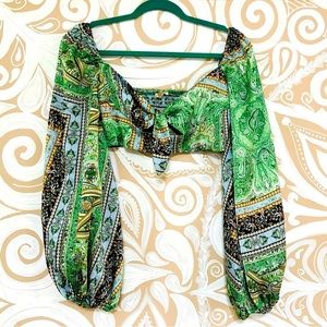 Luxxel balloon sleeve crop top